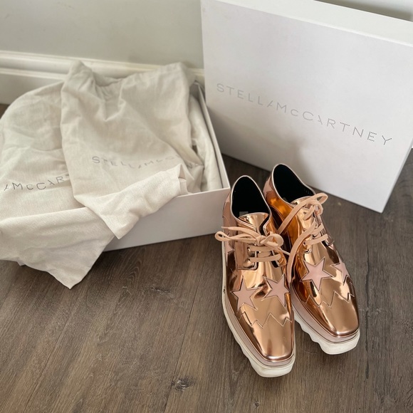 Stella McCartney RoseGold Metallic Stars Derbys - Picture 2 of 4
